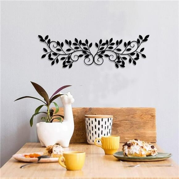 Metal Tree Leaf Wall Decor Set Wrought Iron Branch Art for Living Room Door - Picture 4 of 7